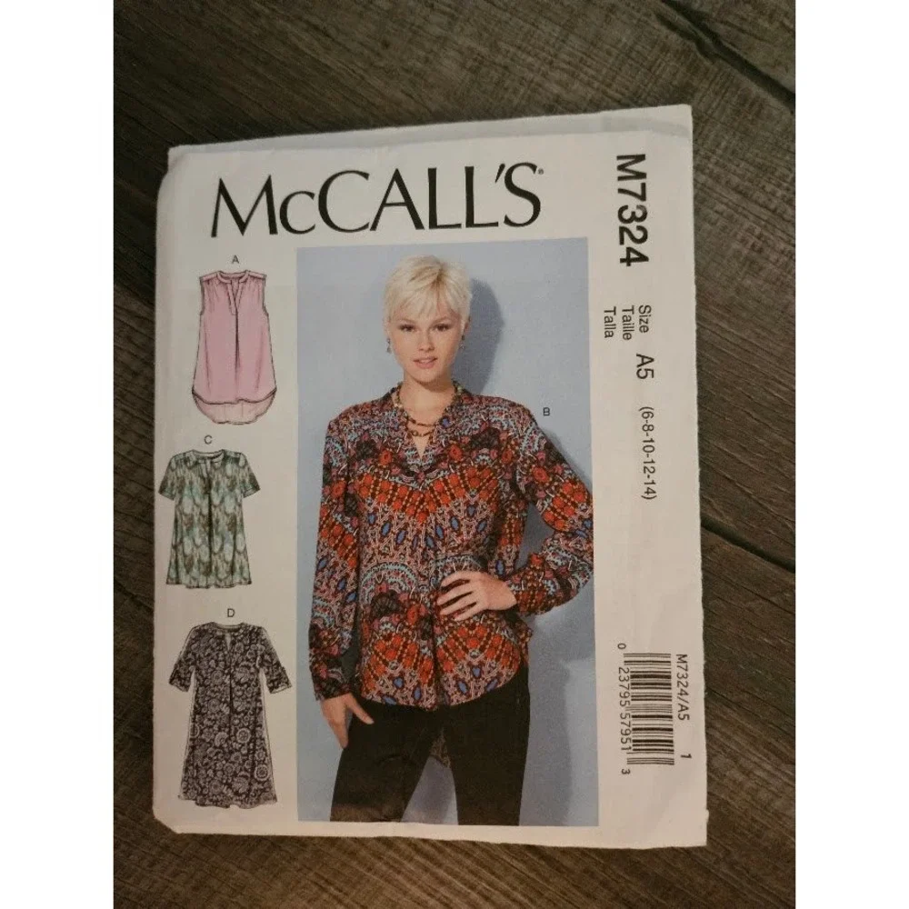 McCalls M7324 Misses Tops and Tunics Sewing Pattern Sizes 6-14 Uncut 7324